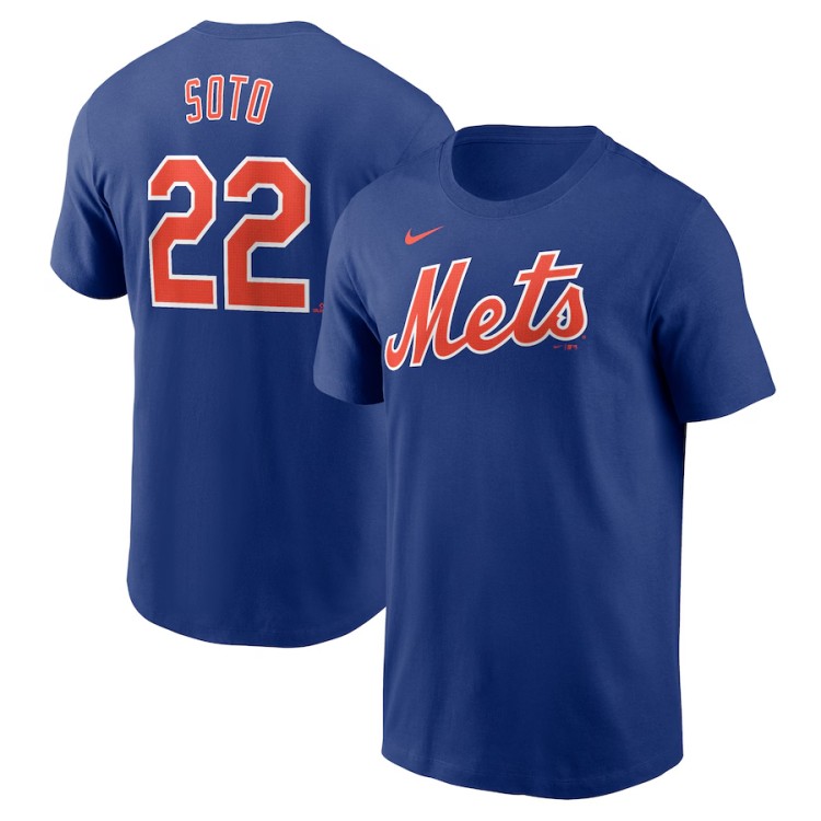 Men's Nike #22 Juan Soto Royal New York Mets Fuse Name & Number T-Shirt