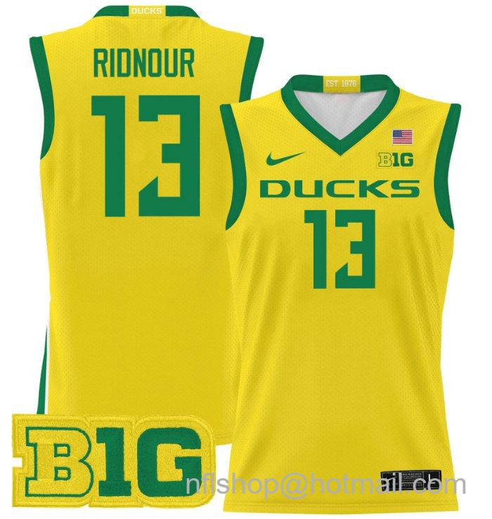 Luke Ridnour Jersey #13 Oregon Ducks 2024 Lightweight Basketball Yellow