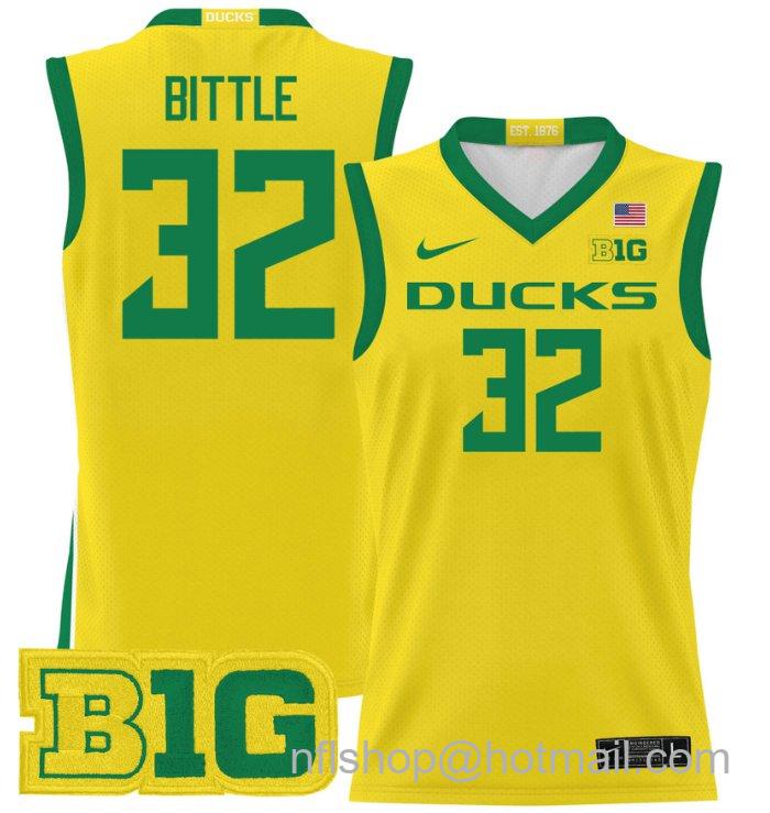 Nate Bittle Jersey #32 Oregon Ducks 2024 Lightweight Basketball Yellow