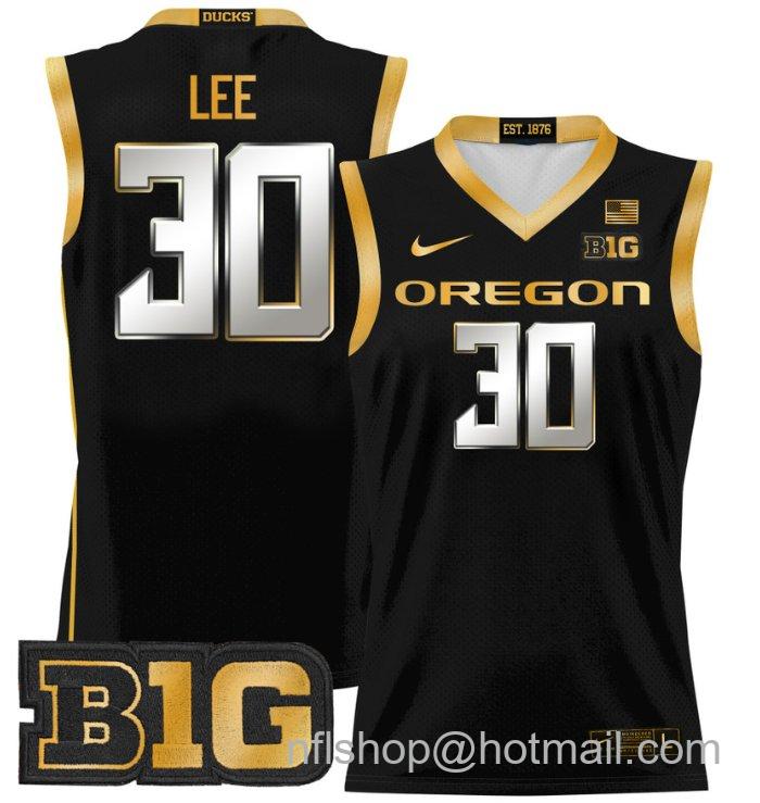 Ron Lee Jersey #30 Oregon Ducks 2024 Lightweight Basketball Black Gold