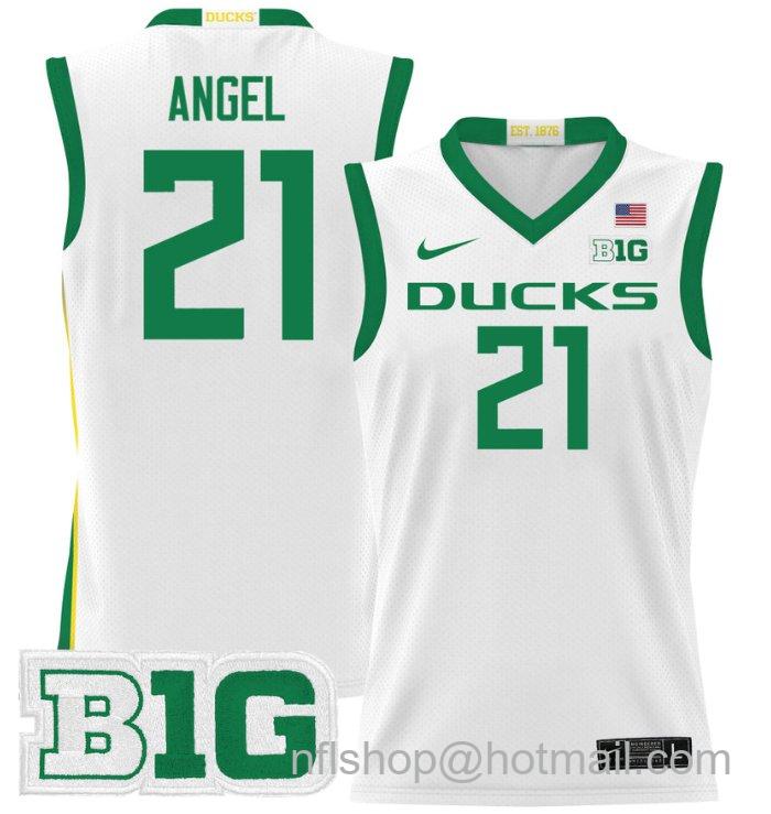 Brandon Angel Jersey #21 Oregon Ducks 2024 Lightweight Basketball White