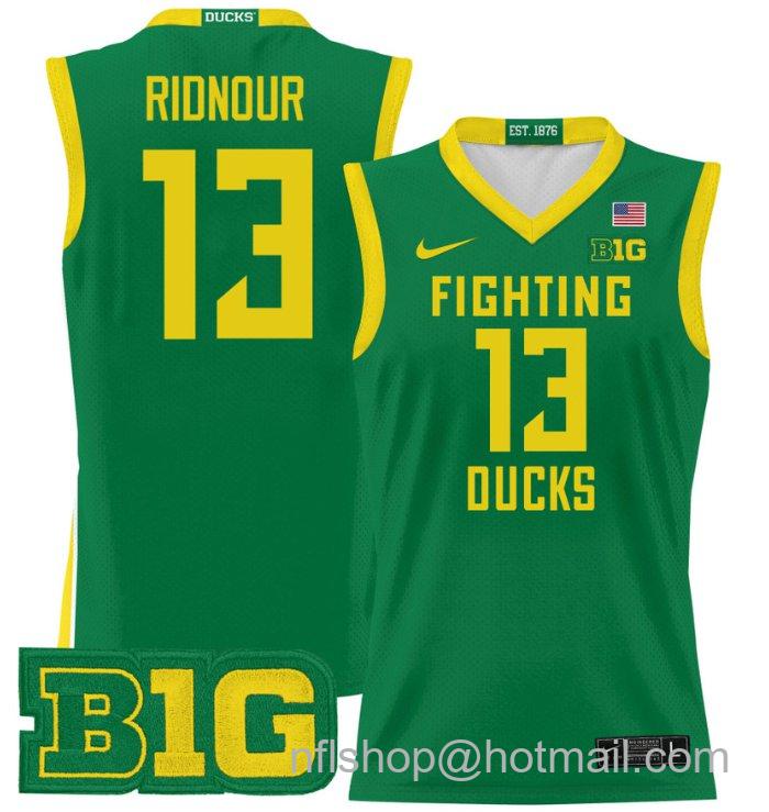 Luke Ridnour Jersey #13 Oregon Ducks 2024 Lightweight Basketball Green