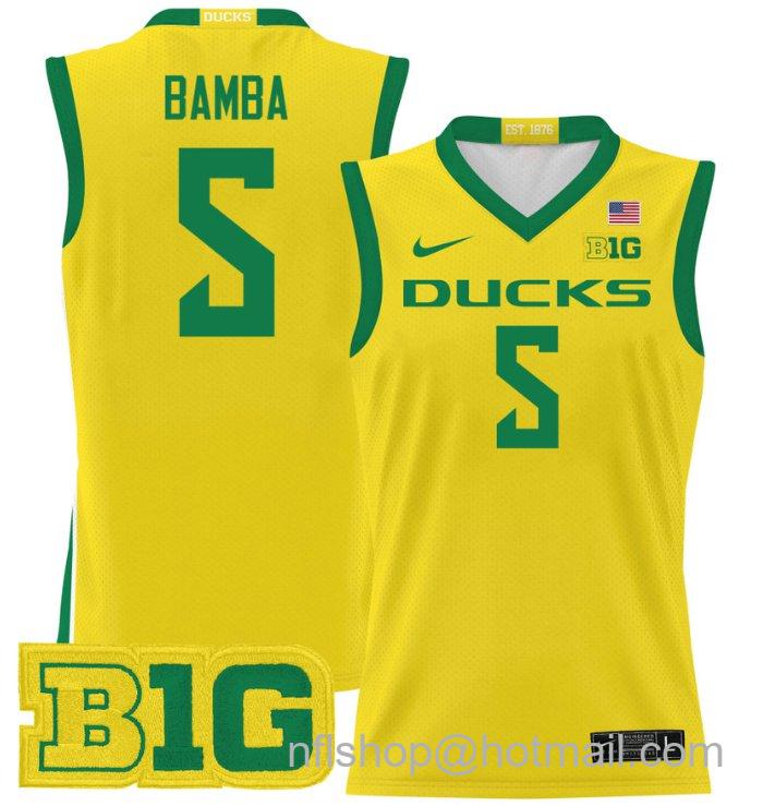 TJ Bamba Jersey #5 Oregon Ducks 2024 Lightweight Basketball Yellow