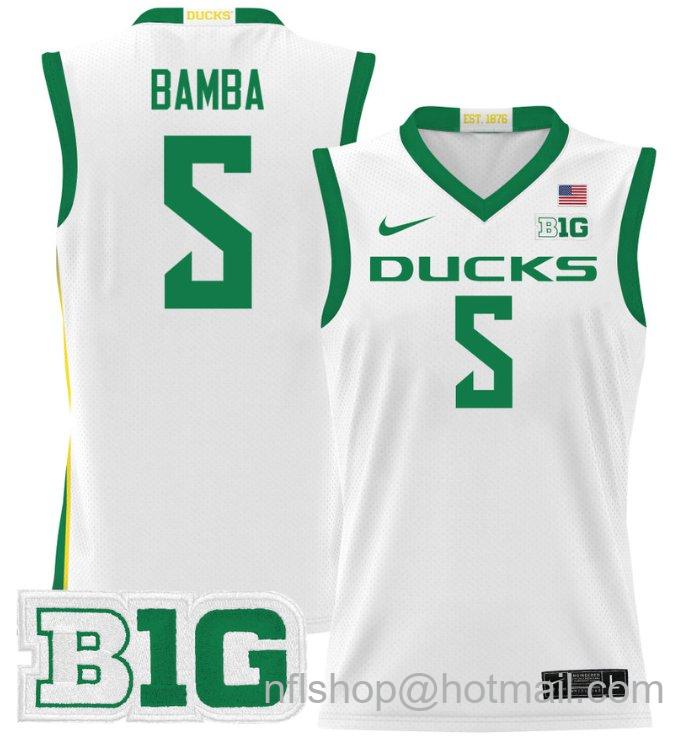 TJ Bamba Jersey #5 Oregon Ducks 2024 Lightweight Basketball White