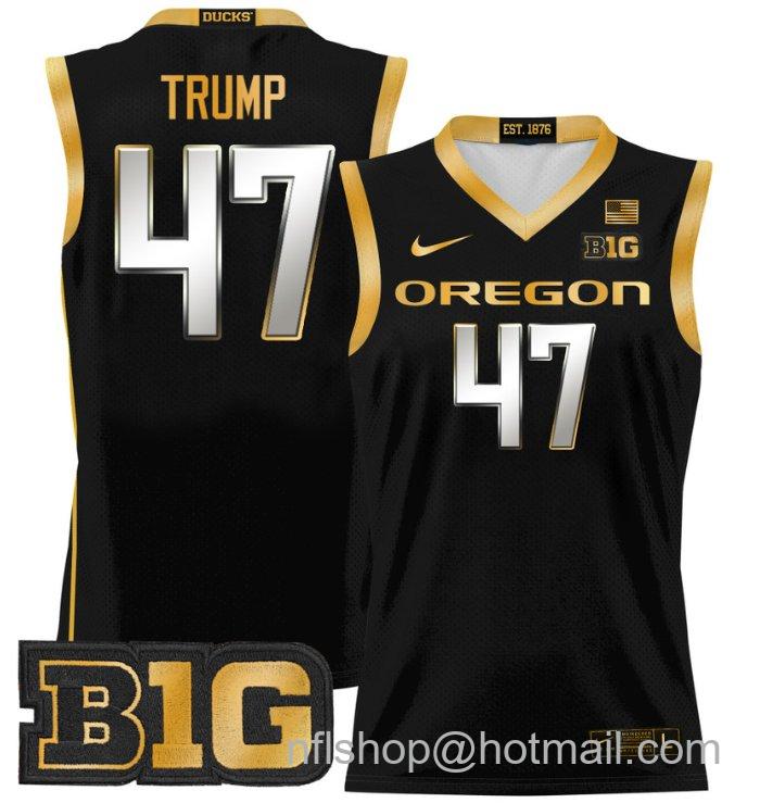 Donald Trump Jersey #47 Oregon Ducks 2024 Lightweight Basketball Black Gold