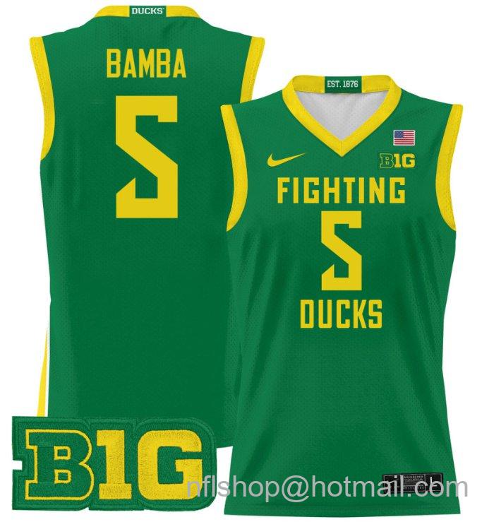 TJ Bamba Jersey #5 Oregon Ducks 2024 Lightweight Basketball Green