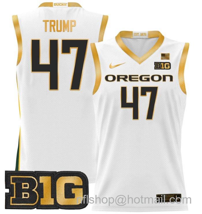 Donald Trump Jersey #47 Oregon Ducks 2024 Lightweight Basketball White Gold