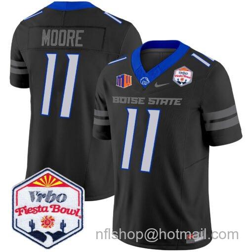 Men's Nike Kellen Moore Jersey #11 Boise State Broncos 2025 Fiesta Bowl Patch Vapor Black