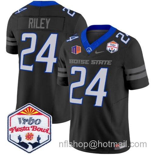 Men's Nike Dylan Riley Jersey #24 Boise State Broncos 2025 Fiesta Bowl Patch Vapor Black