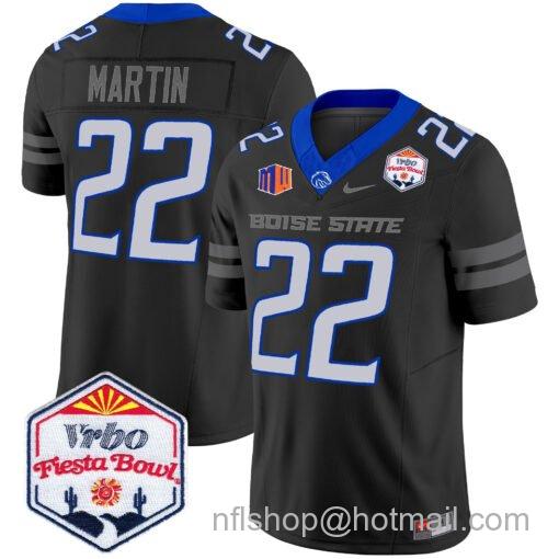 Men's Nike Doug Martin Jersey #22 Boise State Broncos 2025 Fiesta Bowl Patch Vapor Black