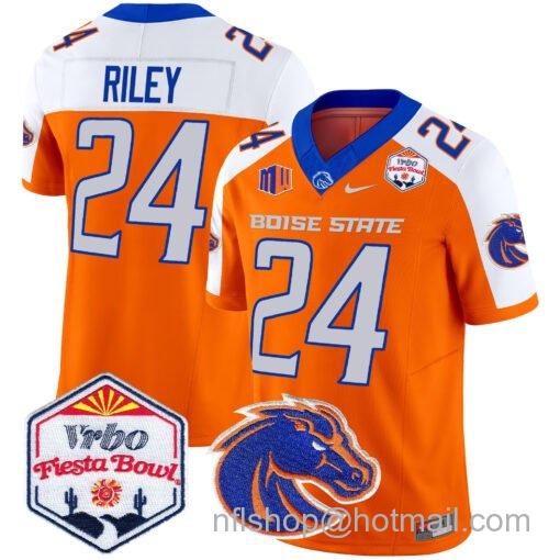 Men's Nike Dylan Riley Jersey #24 Boise State Broncos 2025 Fiesta Bowl Patch Vapor Orange