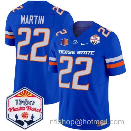 Men's Nike Doug Martin Jersey #22 Boise State Broncos 2025 Fiesta Bowl Patch Vapor Royal