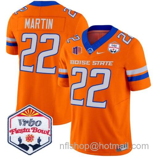 Men's Nike Doug Martin Jersey #22 Boise State Broncos 2025 Fiesta Bowl Patch Vapor Orange