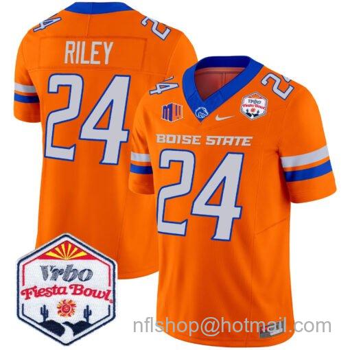 Men's Nike Dylan Riley Jersey #24 Boise State Broncos 2025 Fiesta Bowl Patch Vapor Orange Alternate