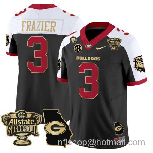 Men's Nike Nate Frazier Jersey #3 Georgia Bulldogs 2025 Sugar Bowl Patch Vapor Alternate