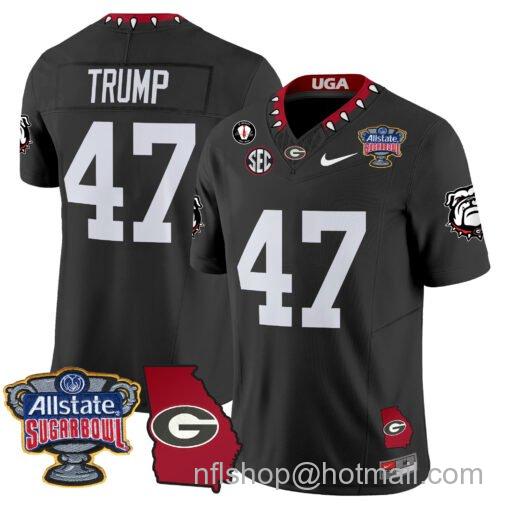 Men's Nike Donald Trump Jersey #47 Georgia Bulldogs 2025 Sugar Bowl Patch Vapor Black