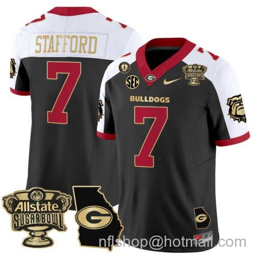 Men's Nike Matthew Stafford Jersey #7 Georgia Bulldogs 2025 Sugar Bowl Patch Vapor Alternate