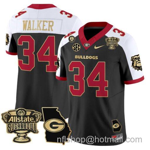 Men's Nike Herschel Walker Jersey #34 Georgia Bulldogs 2025 Sugar Bowl Patch Vapor Alternate