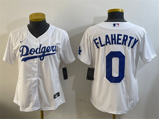 Youth Los Angeles Dodgers #0 Jack Flaherty White Cool Base Stitched Baseball Jersey