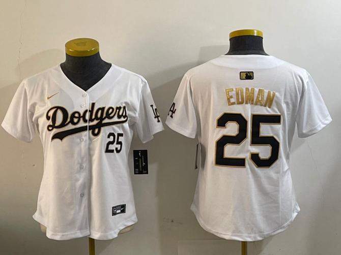 Youth Los Angeles Dodgers #25 Tommy Edman White Gold Home Limited Stitched Baseball Jersey