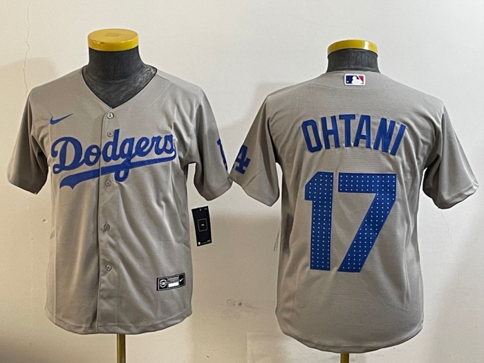 Youth Los Angeles Dodgers #17 Shohei Ohtani Gray Road Fashion Limited Stitched Baseball Jersey