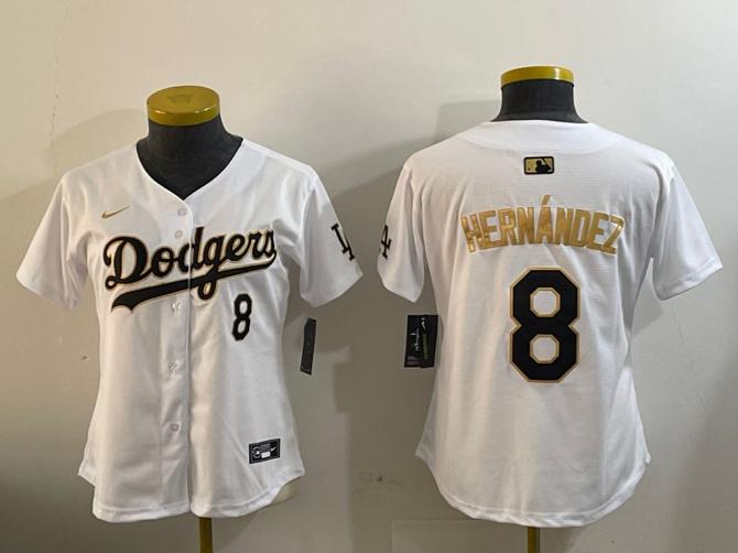 Youth Los Angeles Dodgers #8 Enrique Hernandez White Gold Home Limited Stitched Baseball Jersey