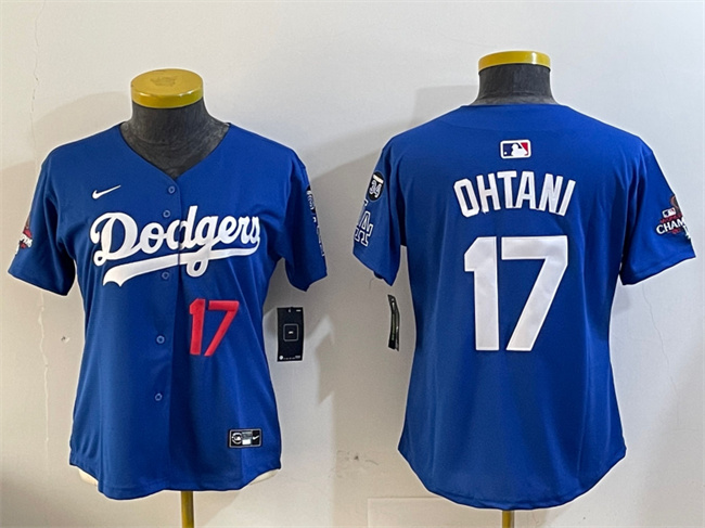 Youth Los Angeles Dodgers #17 Shohei Ohtani Royal 2024 World Series Champions With Fernando Memorial Patch Alternate Limited Stitched Baseball Jersey