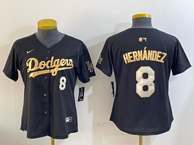 Youth Los Angeles Dodgers #8 Enrique Hernandez Black Gold Limited Stitched Baseball Jersey