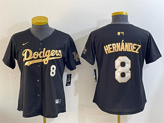 Women's Los Angeles Dodgers #8 Enrique Hernandez Black Gold Limited Stitched Baseball Jersey(Run Small)