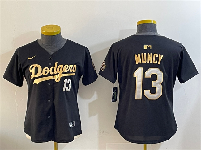 Women's Los Angeles Dodgers #13 Max Muncy Black Gold Limited Stitched Baseball Jersey(Run Small)