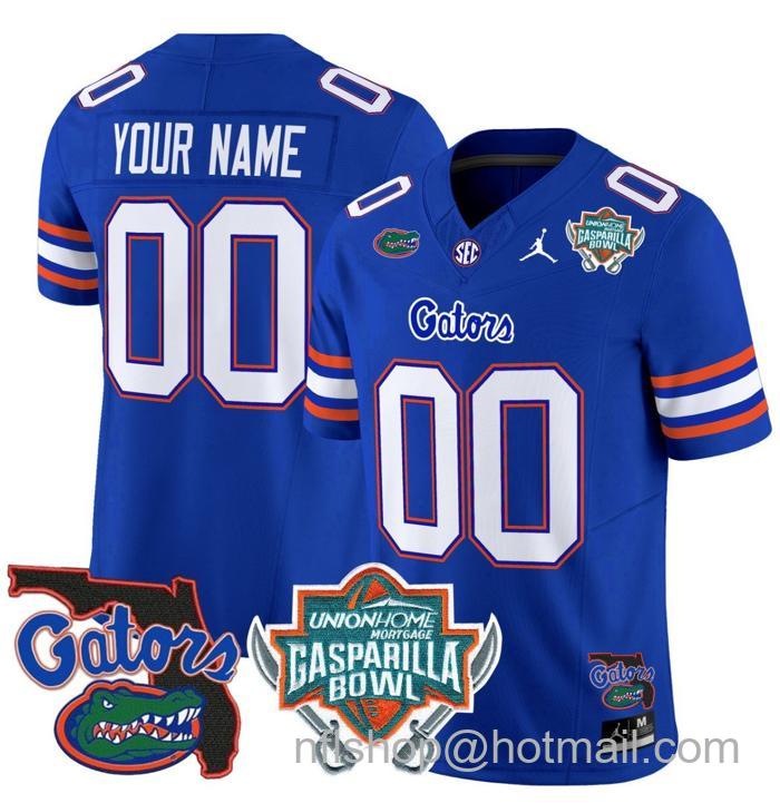 Men's Jordan Brand Custom Florida Gators Jersey 2025 Gasparilla Bowl Patch Football Royal