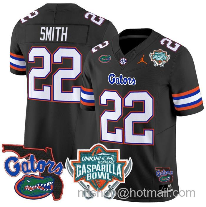 Men's Jordan Brand Emmitt Smith Jersey #22 Florida Gators 2025 Gasparilla Bowl Patch Black