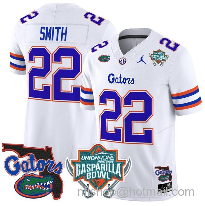 Men's Jordan Brand Emmitt Smith Jersey #22 Florida Gators 2025 Gasparilla Bowl Patch White