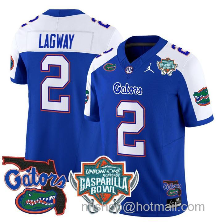 Men's Jordan Brand DJ Lagway Jersey #2 Florida Gators 2025 Gasparilla Bowl Patch Royal Alternate