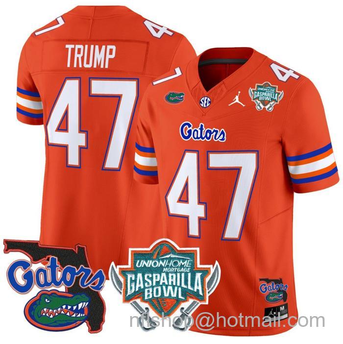 Men's Jordan Brand Donald Trump Jersey #47 Florida Gators 2025 Gasparilla Bowl Patch Orange