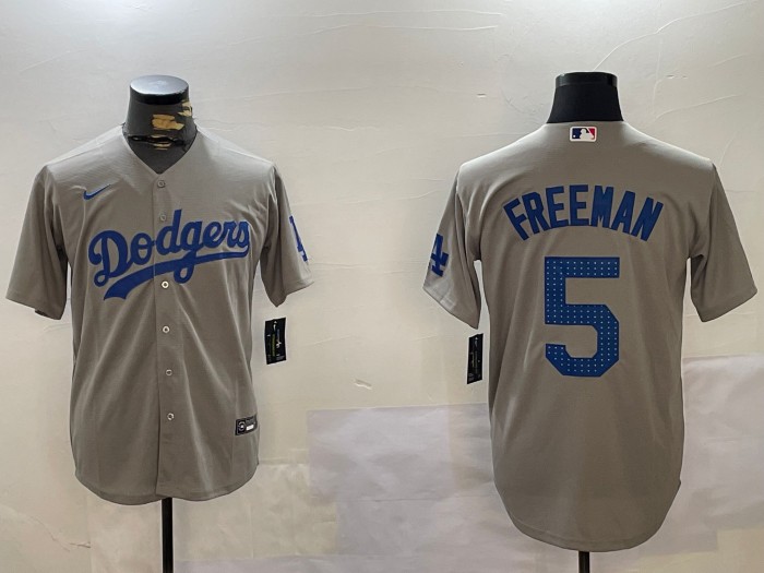 Men's Los Angeles Dodgers #5 Freddie Freeman Grey Fashion Limited Stitched Baseball Jerseys