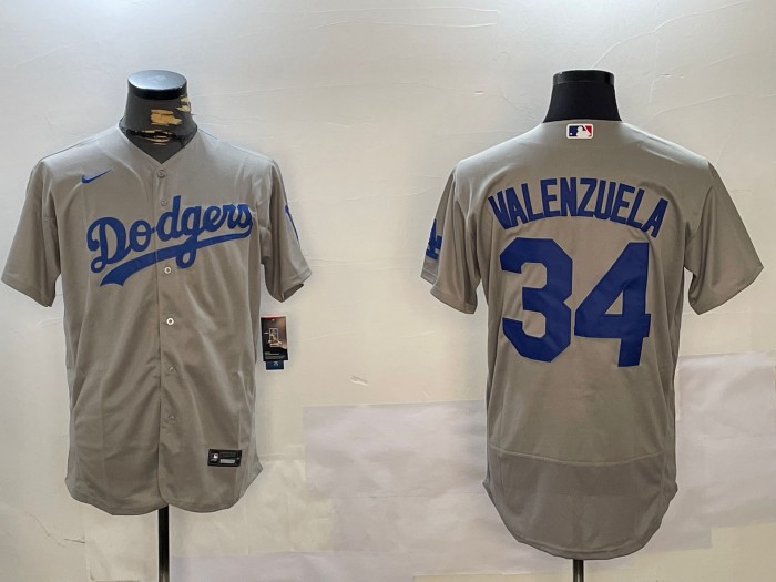 Men's Los Angeles Dodgers #34 Toro Valenzuela Gray Stitched Flex Base Baseball Jersey