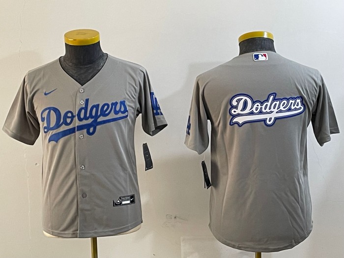 Youth Los Angeles Dodgers Big Team Logo Patch Grey Nike Limited Jerse