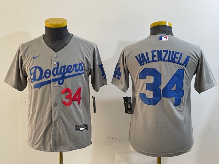 Youth Los Angeles Dodgers #34 Toro Valenzuela Gray Limited Stitched Baseball Jersey