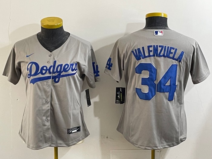 Women's Los Angeles Dodgers #34 Toro Valenzuela Gray Cool Base Stitched Baseball Jersey