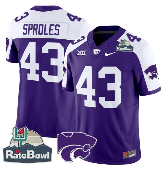 Men's Nike Darren Sproles Jersey #43 Kansas State Wildcats 2025 Rate Bowl Patch Purple Alternate