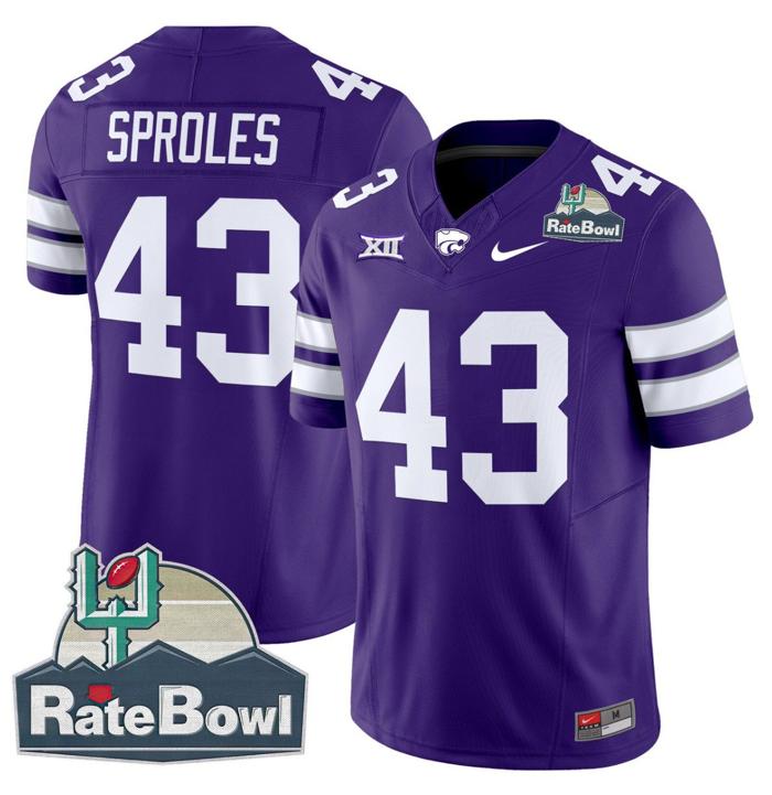 Men's Nike Darren Sproles Jersey #43 Kansas State Wildcats 2025 Rate Bowl Patch Purple