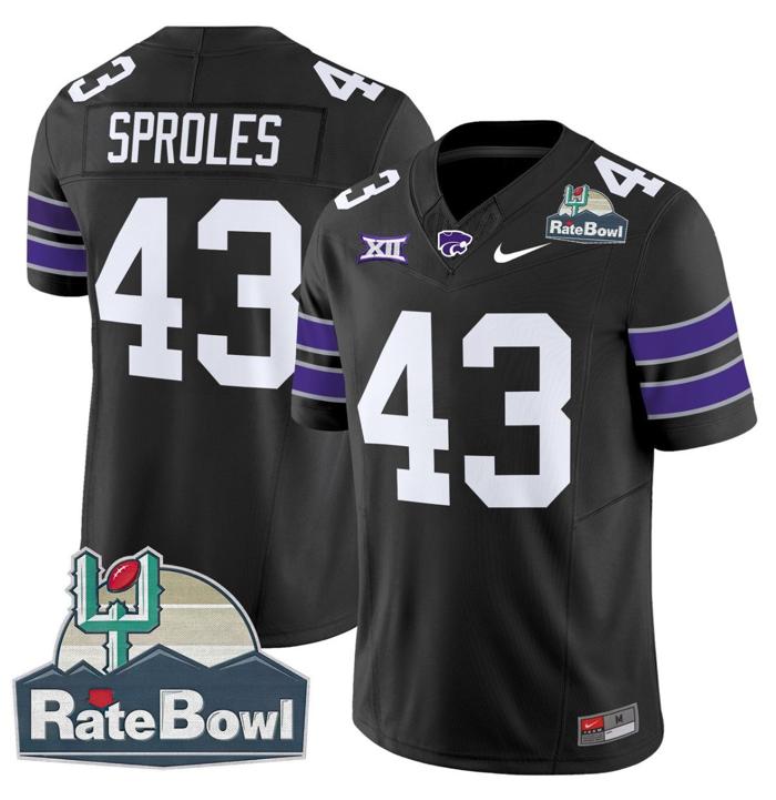 Men's Nike Darren Sproles Jersey #43 Kansas State Wildcats 2025 Rate Bowl Patch Black