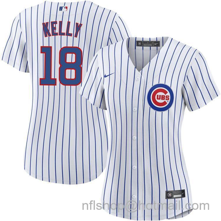 Women's Chicago Cubs #18 Carson Kelly White Home Nike Cool Base Stitched MLB Jersey