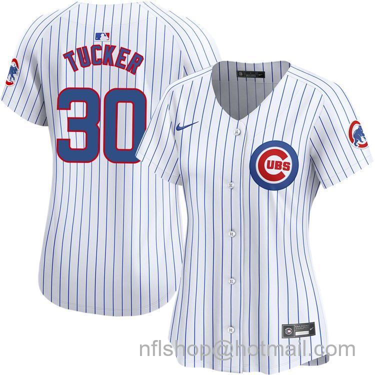 Women's Chicago Cubs #30 Kyle Tucker White Home Nike Limited Stitched MLB Jersey