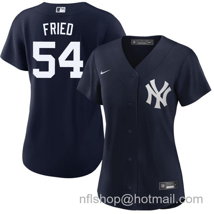 Women's New York Yankees #54 Max Fried Navy Alternate Road Nike Limited Stitched MLB Jerseys