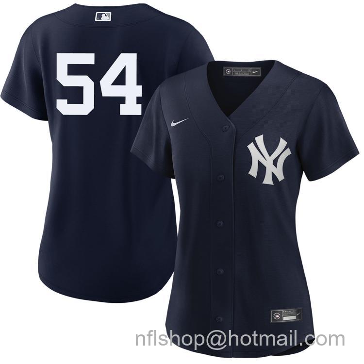 Women's New York Yankees #54 Max Fried Navy Alternate Road Without Name Nike Limited Stitched MLB Player Jerseys