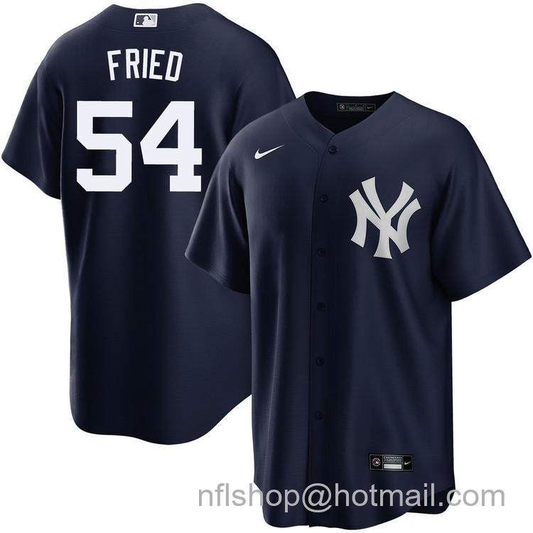 Men's New York Yankees #54 Max Fried Navy Alternate Road Nike Cool Base Stitched MLB Jerseys