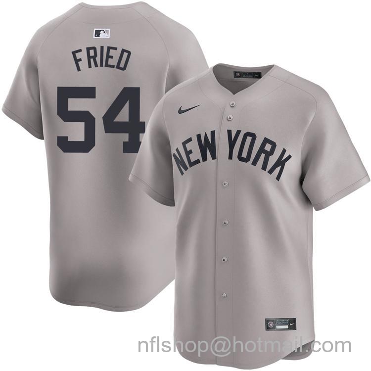 Men's New York Yankees #54 Max Fried Gray Road Nike Limited Stitched MLB Jersey