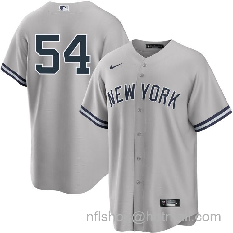 Men's New York Yankees #54 Max Fried Gray Road Without Name Nike Cool Base Stitched MLB Player Jersey